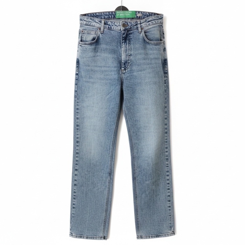 United Colors of Benetton Jeans Womens 28 Light Blue Good Straight Leg Raw Hem